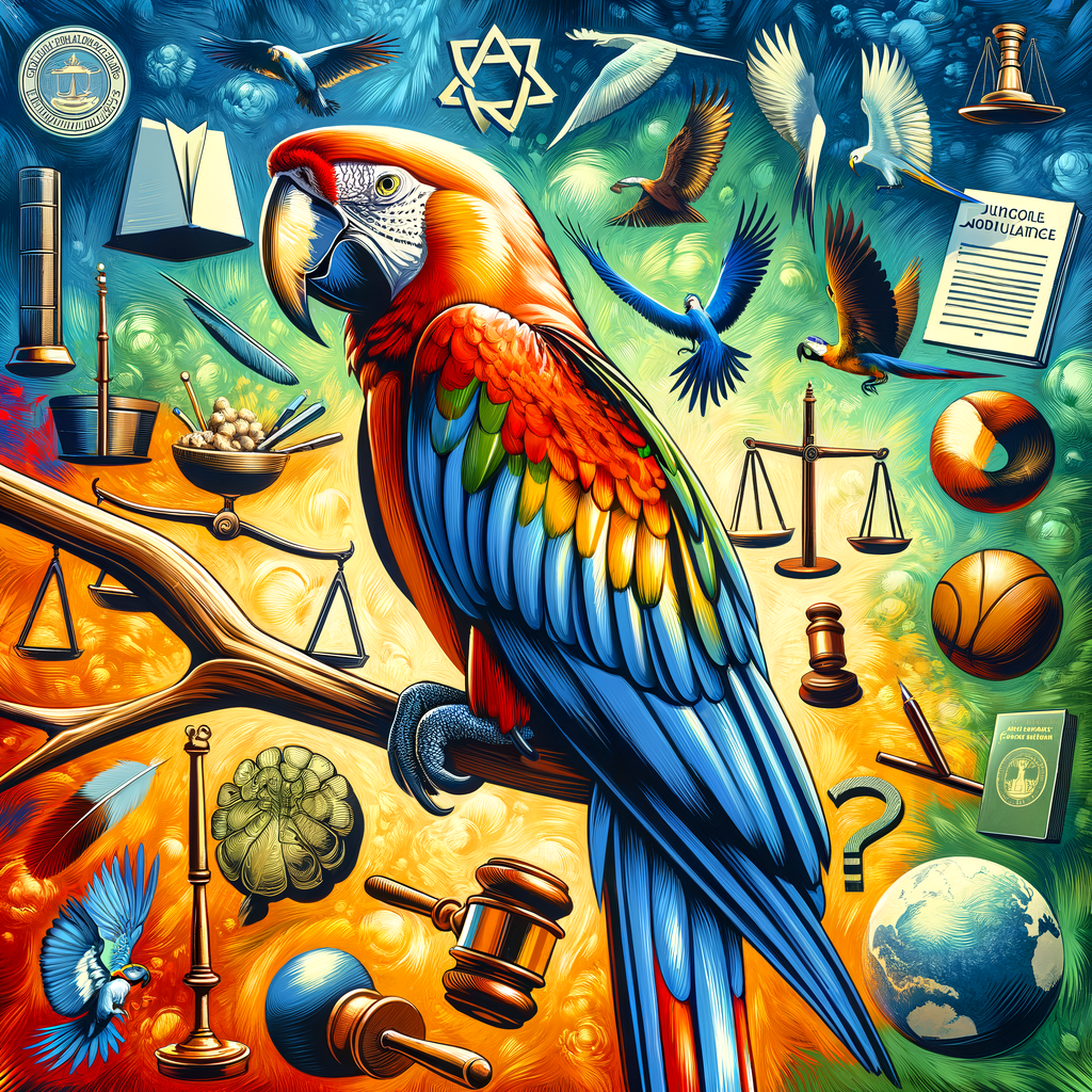 Vibrant macaw on a branch, symbolizing Macaw Conservation Laws and the Role of Law in Macaw Protection, highlighting the impact of Legislation on Wildlife Conservation and Legal Protections for Macaws.