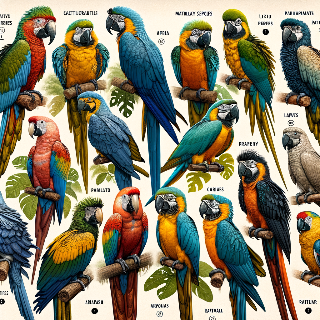 Comprehensive guide illustrating the diversity of lesser-known macaw species in their natural habitats, perfect for exploring and identifying rare macaw species.