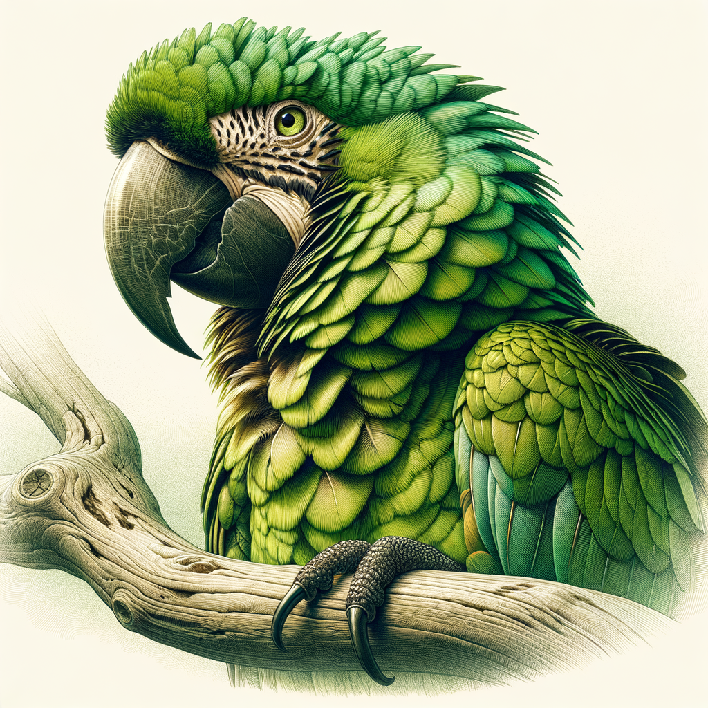 Majestic Military Macaw perched in natural habitat, showcasing vibrant green plumage and powerful beak, providing detailed Military Macaw profile, species information, characteristics, behavior, diet, and conservation facts.