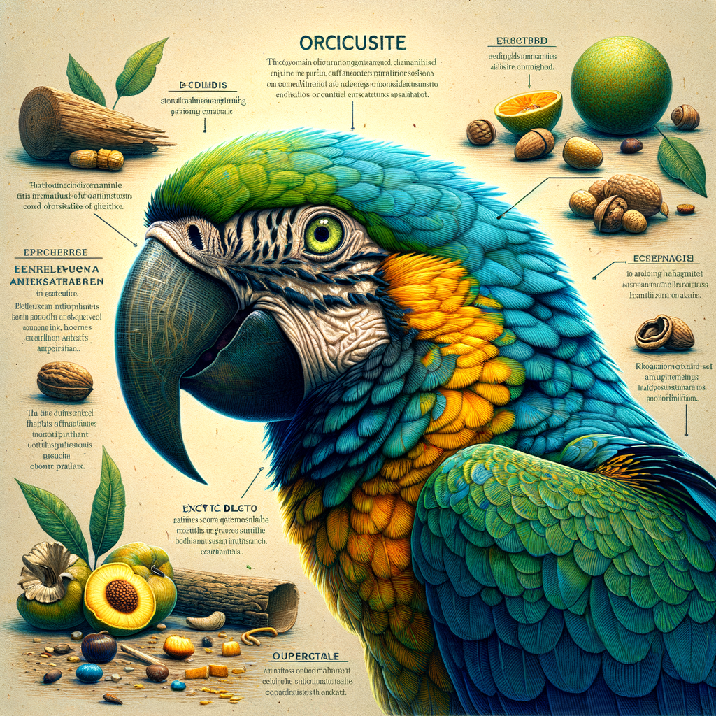 Illustration of the intriguing Illiger's Macaw in its natural habitat, showcasing its vibrant colors, distinctive characteristics, and behavior for an article on lesser-known facts about this unique species.
